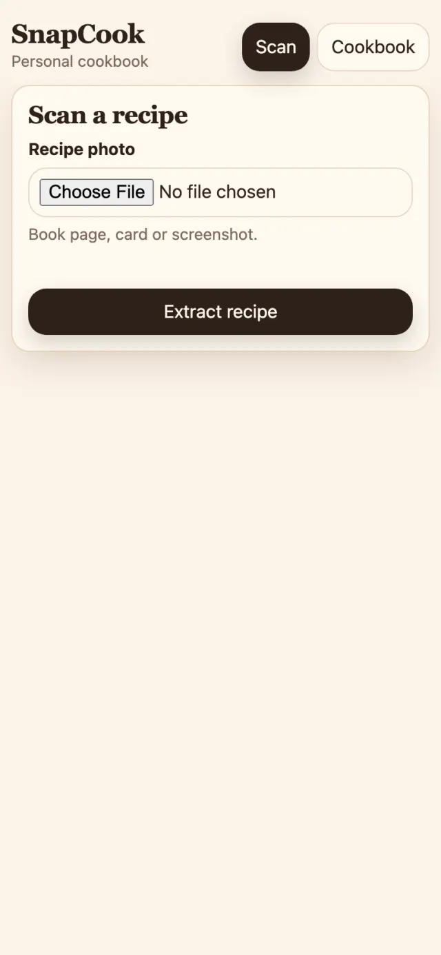 Recipe Scanner running on a phone