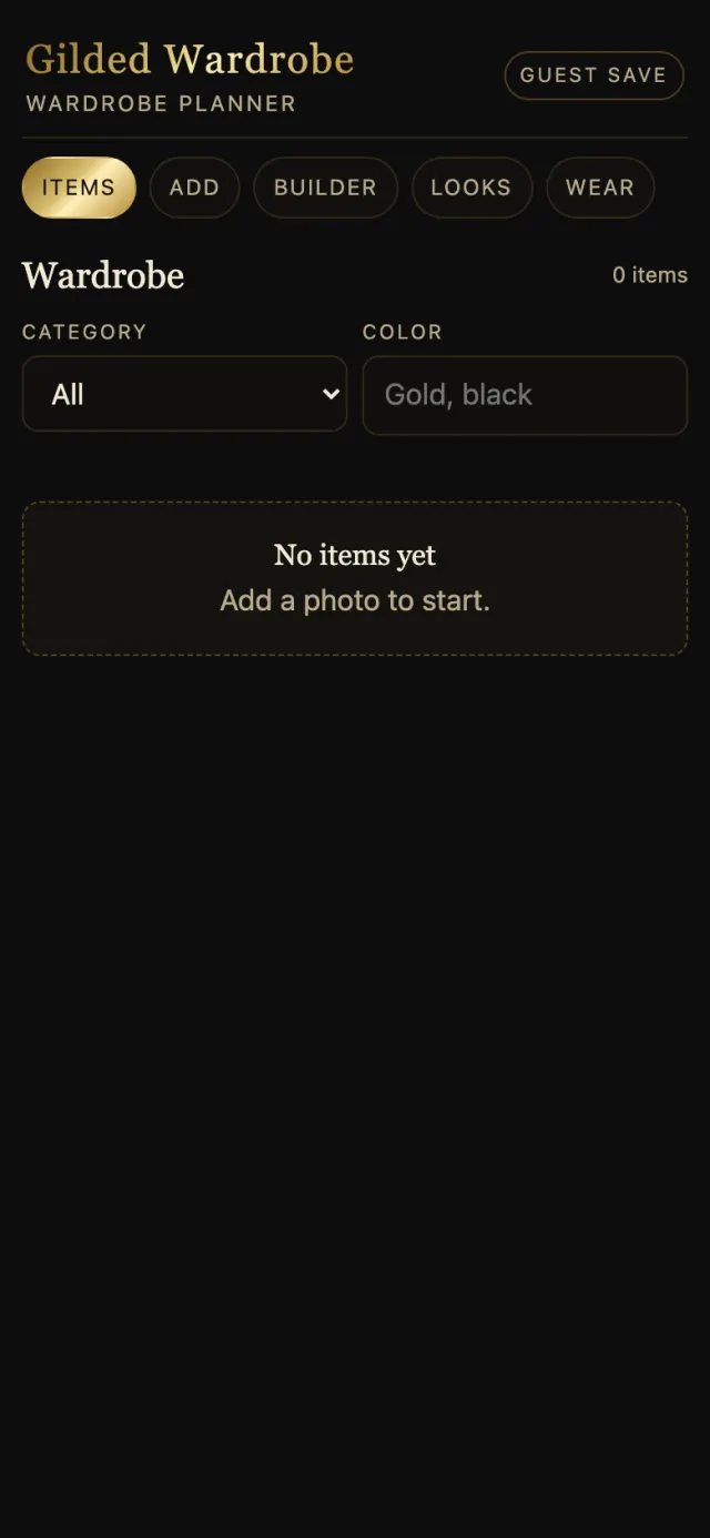 Wardrobe Compass running on a phone
